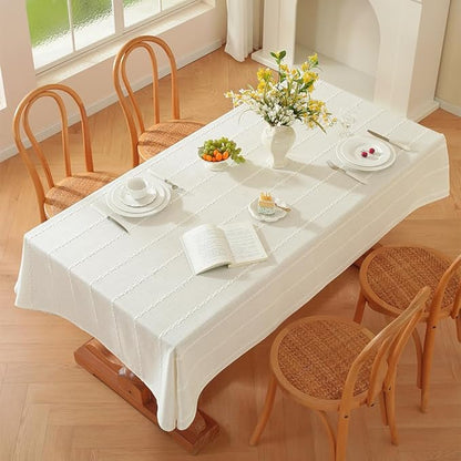 Zobesta White Table Cloth Rectangle 53 x 120 Inch, Cotton Linen White Tablecloth for Rectangle Tables, Washable Farmhouse Soft Tablecloth for Party, Picnic, Dining, Outdoor,Fall, Wedding