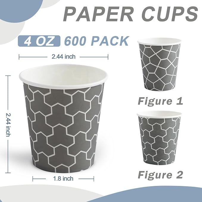600 Pack 4 oz Paper Cups, Leak-Free Disposable Espresso Cups | Food-Safe Paper - Image 2
