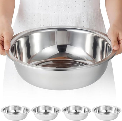 4pc Stainless Mixing Bowls, Large Deep Mirror Finish Kitchen Prep Basins | by Anjetan