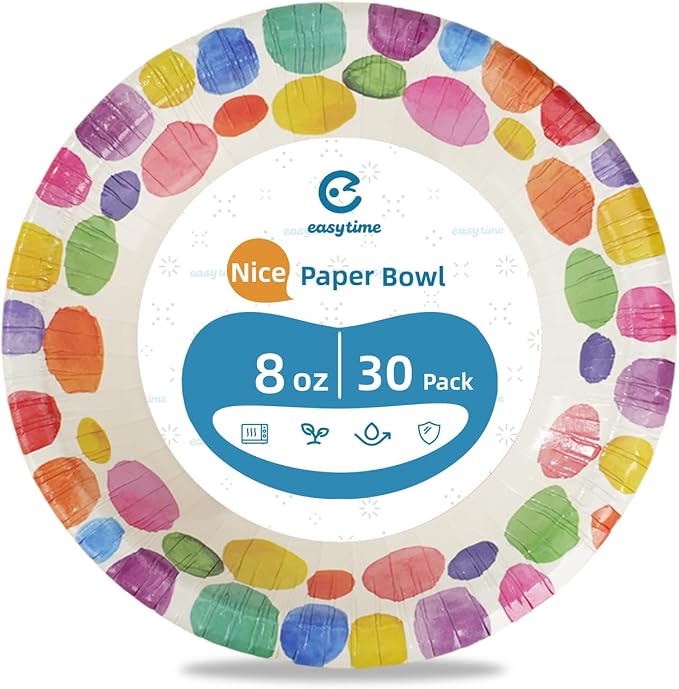 30 Pack Paper Bowls, 8 Oz Disposable Soup Bowl, Heavy Duty Printed Disposable - Image 6