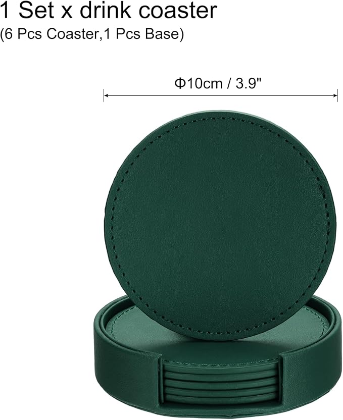 uxcell 1 Set Leather Coasters for Drinks, Drink Coasters - Image 2