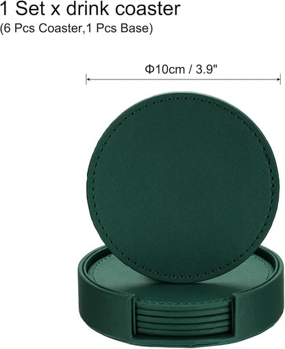 uxcell 1 Set Leather Coasters for Drinks, Drink Coasters - Image 2