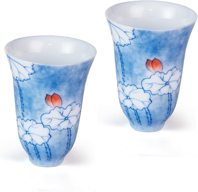 KAMMAK Ceramic Tea Cups Set of 2, 1.7 oz, Vintage Small Teacups, 787N | Hand by KAMMAK
