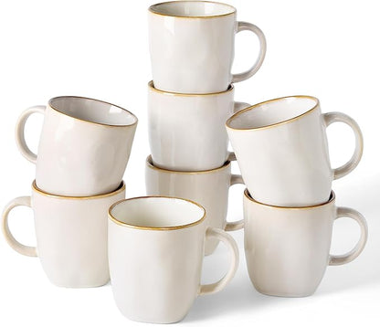 famiware Coffee Mugs Set of 8, Ocean Square 13oz Coffee Cup Set by Famiware