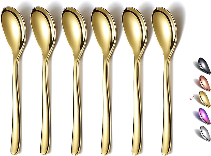 Gold Demitasse Espresso Spoons, 5.5'' Mini Coffee Spoons, Stainless Steel by HOMQUEN