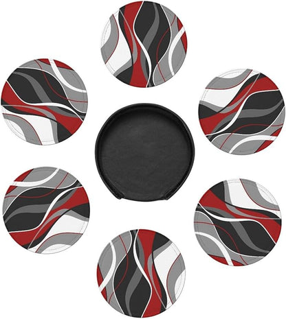 6 Pcs Red Black Gray White Modern Striped Line Abstract Geo Wave Simple - Image 7