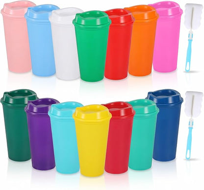 14 Reusable Cups with Lids, 16 oz Travel Coffee Cups, Bulk Coffee Cup by Unknown