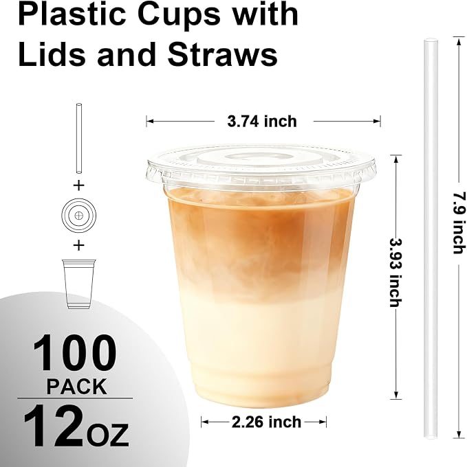 Lamosi 100 Pack 12 oz Clear Plastic Cups - Image 2