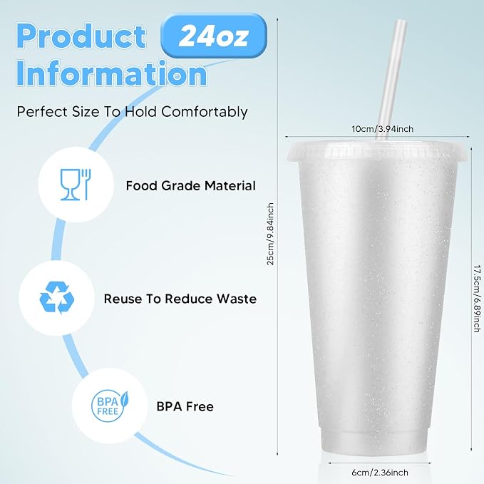 24 Pack Plastic Tumblers with Lids and Straw, Reusable Cups with Lids and - Image 2