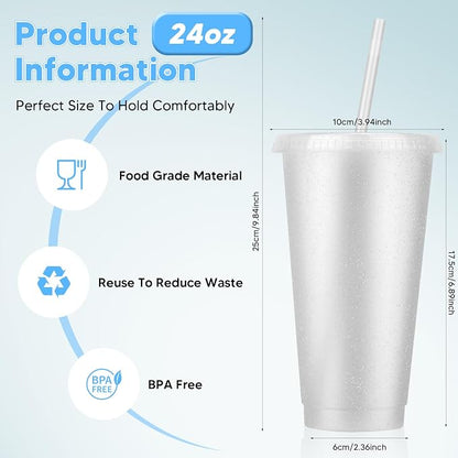 24 Pack Plastic Tumblers with Lids and Straw, Reusable Cups with Lids and - Image 2
