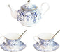 Vintage Porcelain Floral Tea Set — 22oz Teapot + 2 Tea Cup & Saucer Sets + 2 by Unknown