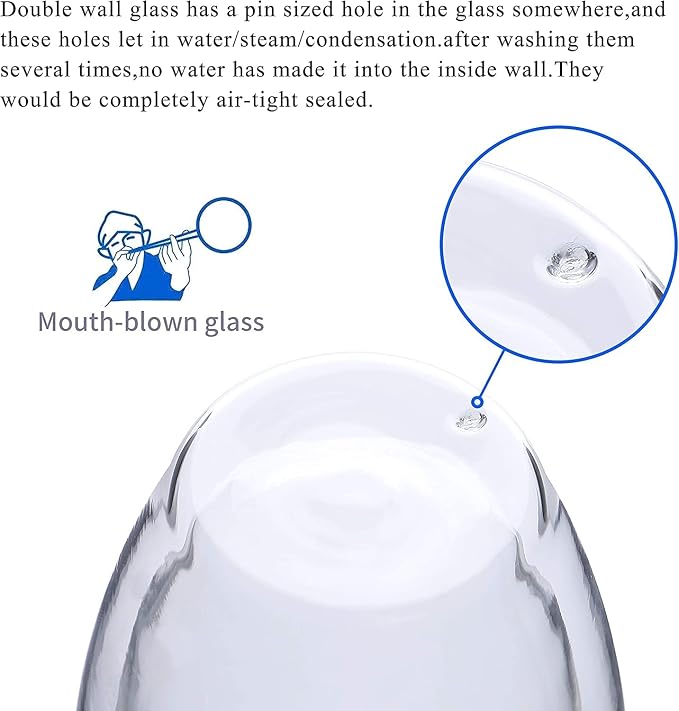 4-Pack 12 Oz Double Walled Glass Coffee Mugs - Image 9