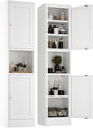 2-Door Metal Storage Cabinet, Tall Slim Pantry Organizer with 3 Adjustable Shelves (120LBS/Shelf), Anti-Tipping Waterproof Cabinet for Bathroom/Kitchen/Home Office/Small Spaces, (1PC,White)
