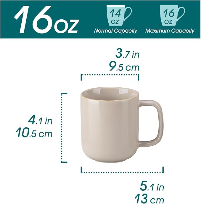 vancasso 16 oz Coffee Mugs Set of 6, Large Ceramic Mug - Image 2
