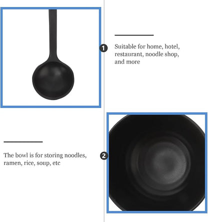 Luxshiny Multifunctional Melamine Noodle Bowls for Home and Restaurant Use Thick Plastic Ramen Soup Bowls with Smooth Polished Finish Easy to Clean and Stain-resistant Black