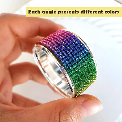 Colored Diamond Napkin Rings Set, Rhinestone Napkin Holder for Dining, Easter, Thanksgiving, Wedding,Bling Cloth Holder Full of Crushed Diamond,Party of Table Setting Home Decor