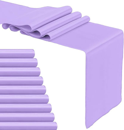 10-Pack Lavender Satin Table Runner 12 x 108 Inch Long Bright and Smooth Silk - Image 8