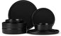 Herogo Dinnerware Sets with Pasta Bowls for 2, 8 Piece Dinner Salad Plates and Cereal Bowls, Stoneware Serving Dishes Dinner Ware for Home Kitchen, Dishwasher & Microwave Safe Dishware, Matte Black