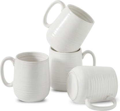 HASENSE Coffee Mugs, 15oz Ceramic Coffee Cups Set of 4, Clay-Infused White | by Hasense