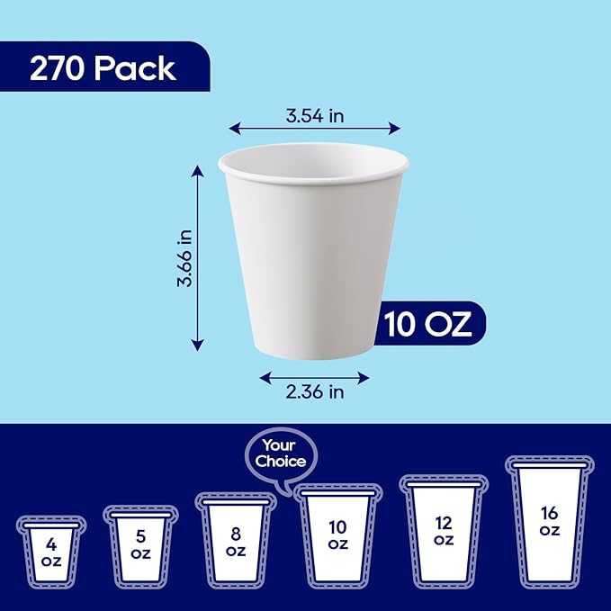 LITOPAK 270 Pack 10 oz Disposable Paper Coffee Cup, Drinking Cups - Image 2