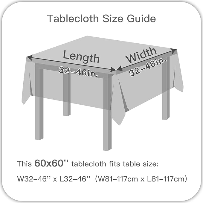 maxmill Square Jacquard Tablecloth Waterproof Spillproof Wrinkle Resistant Soft Weaved Design Table Cloth for Dinner and Party Washable Fabric Cover, Indoor Outdoor Use, 60 x 60 Inch, Light Grey