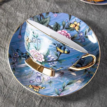 Bone China Cup& Saucer Set, 6.8oz- Birds& Trees - Image 4