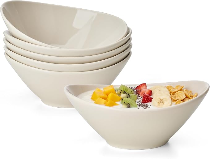 Teocera 6 Inch Ceramic Breakfast Bowls Set of 6, 10 Ounce Small Yogurt Bowls by Teocera