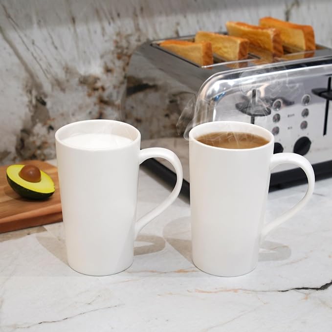 20 OZ Simple Pure White Mug Plain Large Tall White Ceramic Milk Tea Coffee Mug - Image 4