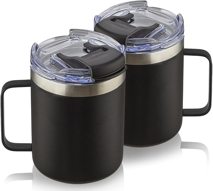 12oz Insulated Travel Coffee Mug by ALOUFEA