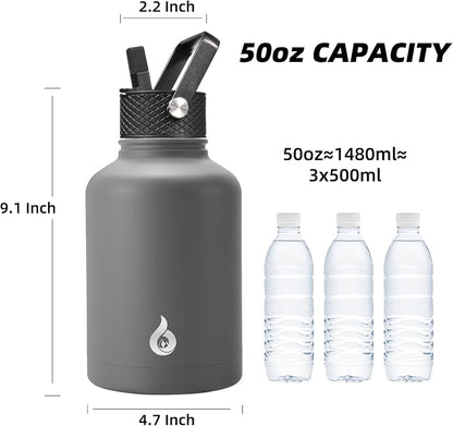 BJPKPK 50oz Large Insulated Water Bottle, Stainless Steel Water Jug | - Image 4