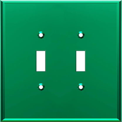 LIDER Reflective Acrylic Toggle Switch Wall Plate, Mirrored Light Switch Plate, Plexiglass Switch Cover, Acrylic Glass, Oversized 2-Gang 5.25" x 5.25", LWP-12O-AGR, Green