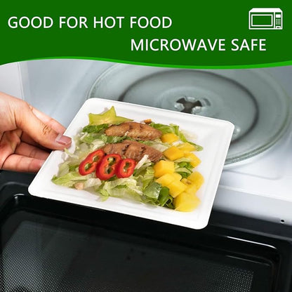 SUT 8-Inch Biodegradable Bagasse Plates, 100 PCS Heavy-Duty Microwaveable, Eco-Friendly Natural Disposable, Made of Sugarcane Fibers, for Party, Picnic