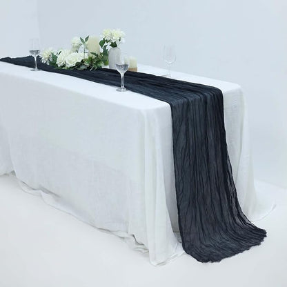 Efavormart 10ft Navy Blue Gauze Table Runner - Image 2