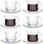 Glass Tea Cups and Saucers Set of 6, Dishwasher & Microwave Safe Teacups by GURUDAR
