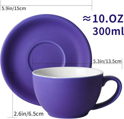 Yundu Ceramics Latte Cup and Saucer - 10 oz - Image 3
