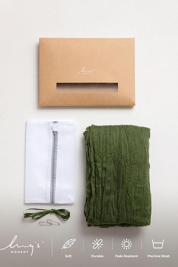Ling's Moment Moss Green Cheesecloth Table Runner, 120 Inch 10FT | Boho Gauze - Image 5