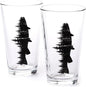 Pint Glasses with Fish and Forest Screen Print - 16 oz. Beer Glasses for Craft Beer - Fishing Gifts and Glasses for Fisherman - Trout and Forest