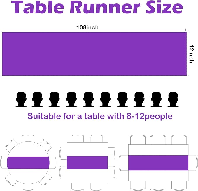 10 Pack Satin Table Runner Purple Satin Bright and Smooth Silk Table Runner | - Image 2