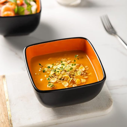 AmorArc 32oz Square Cereal Soup Bowls, Stoneware Bowls Set of 4 - Image 4