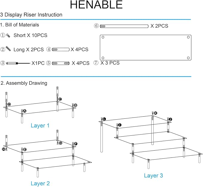 2PCS Large Acrylic Display Risers, Perfume Stand Organizer, Clear Acrylic Shelf Risers for Display Stands for Food, Tabletop Use, Amiibo Funko POP Figure, 3 Tier Clear Cupcake Stand Risers