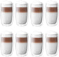 ZWILLING Sorrento 8-pc Double-Wall Glass Latte Cup Set | Artisan made, Double by Zwilling