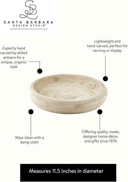Santa Barbara Design Studio Wood Serving Bowl, Hand Carved Paulownia Wood Fruit - Image 2