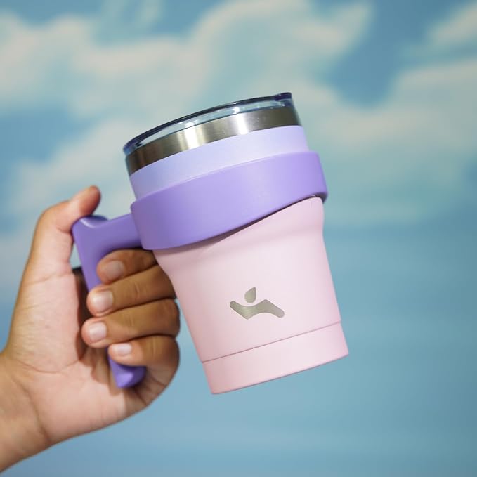 Konokyo 10 oz Tumbler with Handle and Straw, Insulated Travel Mug | Pastel - Image 5