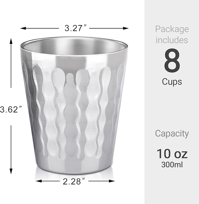 Beasea Stainless Steel Cups 10 oz, 8 Pack Small Bulk Stainless Steel Tumbler - Image 2