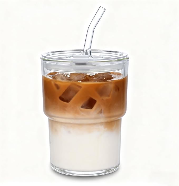 13oz Iced Coffee Cup, Reusable Glass Tumbler - Image 5