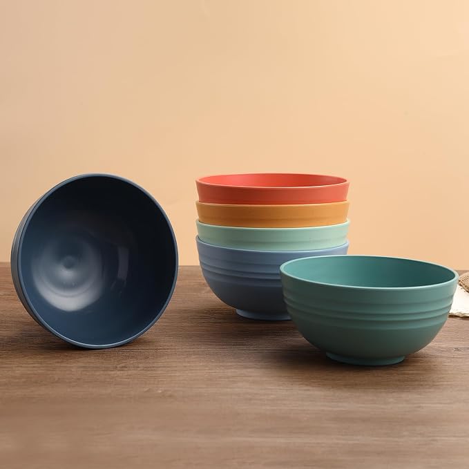 HEYCOME 12 Pcs Unbreakable Cereal Bowls Set, 26 Oz Wheat Straw Bowls Set - Image 7