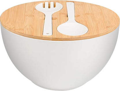 LOVYANXUE Salad Bowl with Lid, Nature Bamboo Mixing and Serving Bowl with Lid by LOVYANXUE