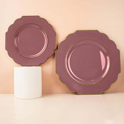Cinnamon Rose Hard Plastic Dessert Plates, 50 Pack 8" Disposable Round Baroque - Image 9