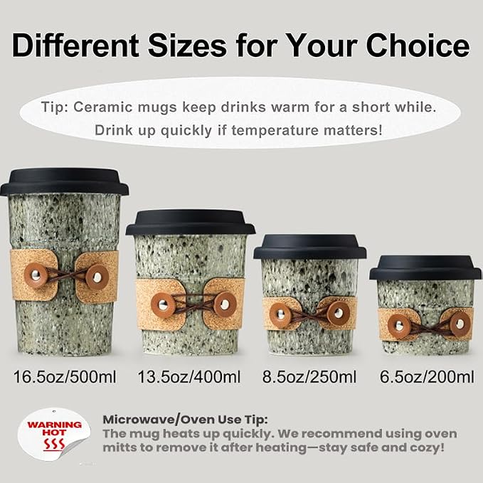 Ceramic Travel Coffee Mug with Lid, Large To Go Coffee Tumbler | Spill Proof - Image 8