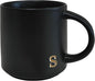 COLLECTIVE HOME Black Ceramic Coffee Mug, 15 oz Golden Monogram Tea Cup | by COLLECTIVEHOME